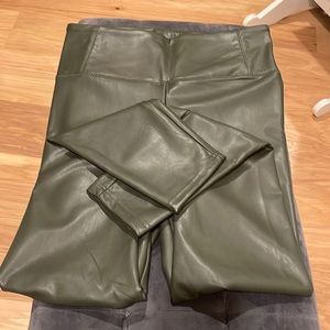 Rachel Zoe green faux leather leggings.